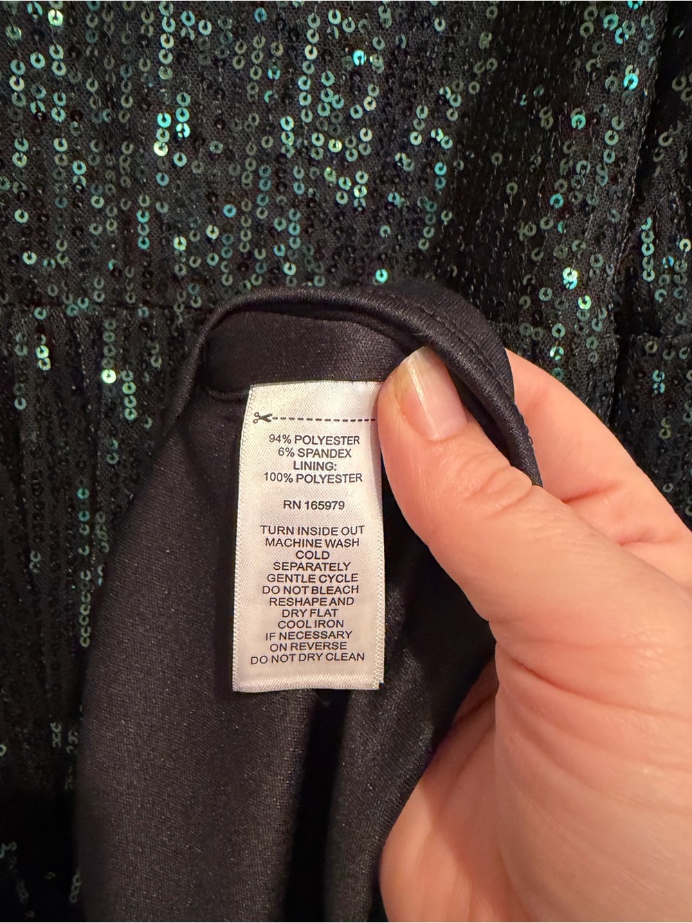 Cable & Gauge NWT Dark Green Sequin Party Dress, V-Neck w/ Long Sleeves, XL - Picture 5 of 11